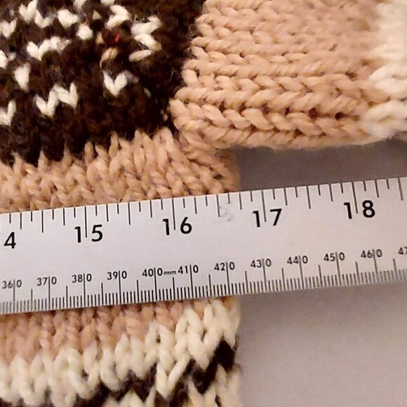 Womans Brown & Tan Sweater Coat.  Full Zip Sz S/M Unbranded Cabel Knit - Picture 6 of 8